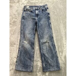 Gap Jeans Womens Sz 28/6r Blue Vintage Flare High Rise Stretch Western Boho Fade